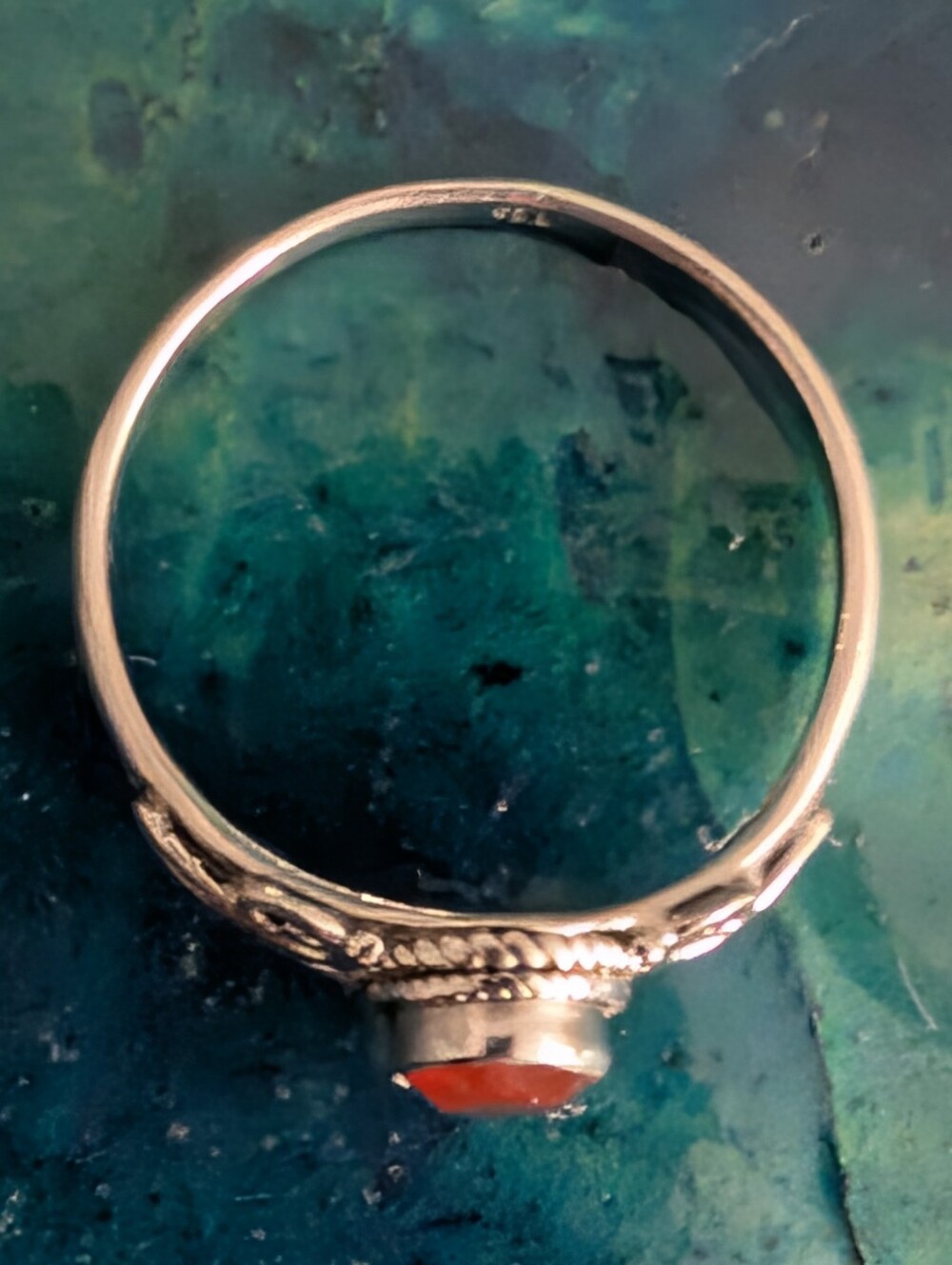 New 925 Solid Sterling Silver Ring Genuine Red Carnelian Ring Size 11 - Picture 4 of 9